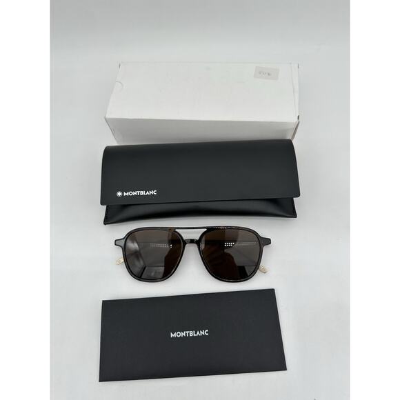 Montblanc MB0003S-002 Havana Aviator Sunglasses